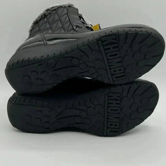Khombu NWT Womens 8W Black Quilted Winter Boots Faux Fur Lining K Comfort - Picture 15 of 16